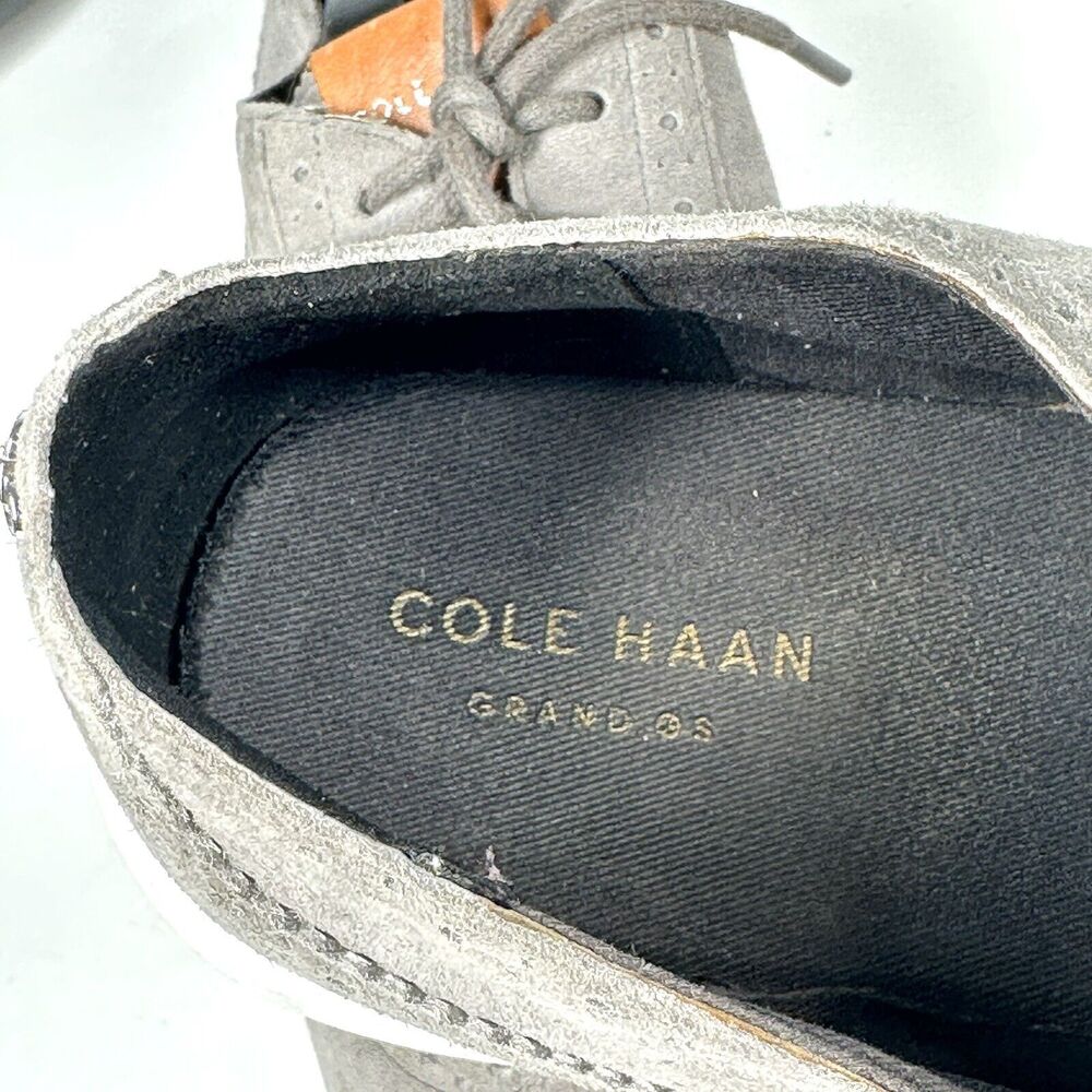 Cole Haan Misha Grand OS Women 10B Gray Suede Oxford II Shoes W05167 Wingtip - Picture 15 of 16